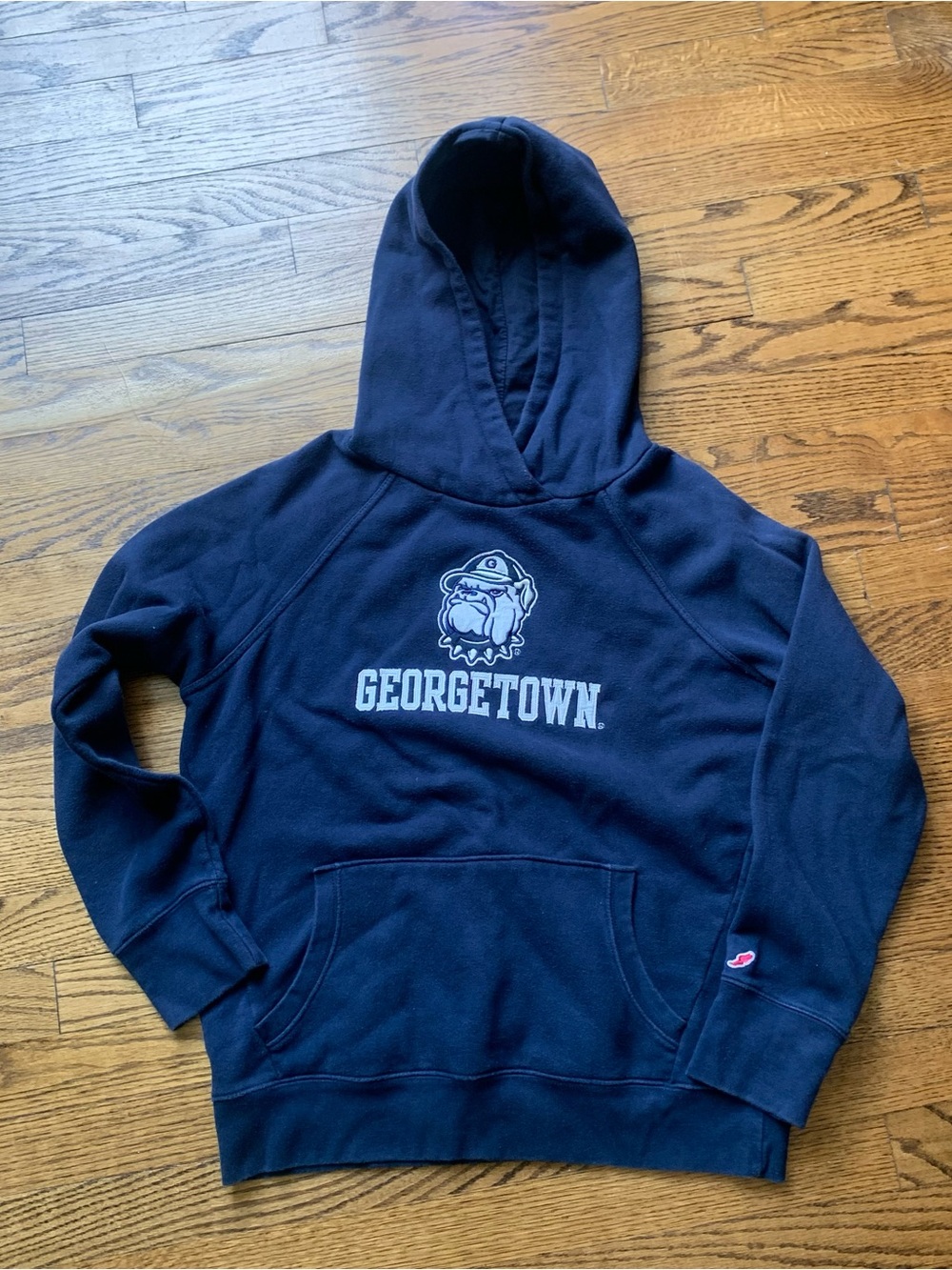 League Navy Blue Georgetown Hoyas Bulldog Womens Hoodie Sweatshirt L Fits M IMO